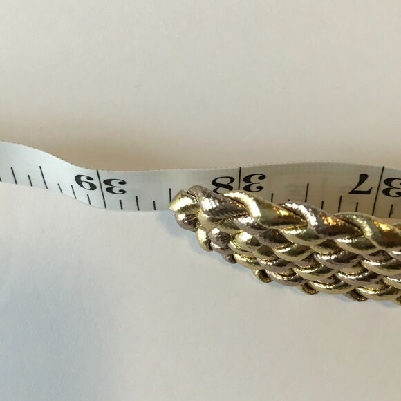 Vintage Gold Tone Woven Leather Womens Belt Gold Tone Metal Buckle 38\